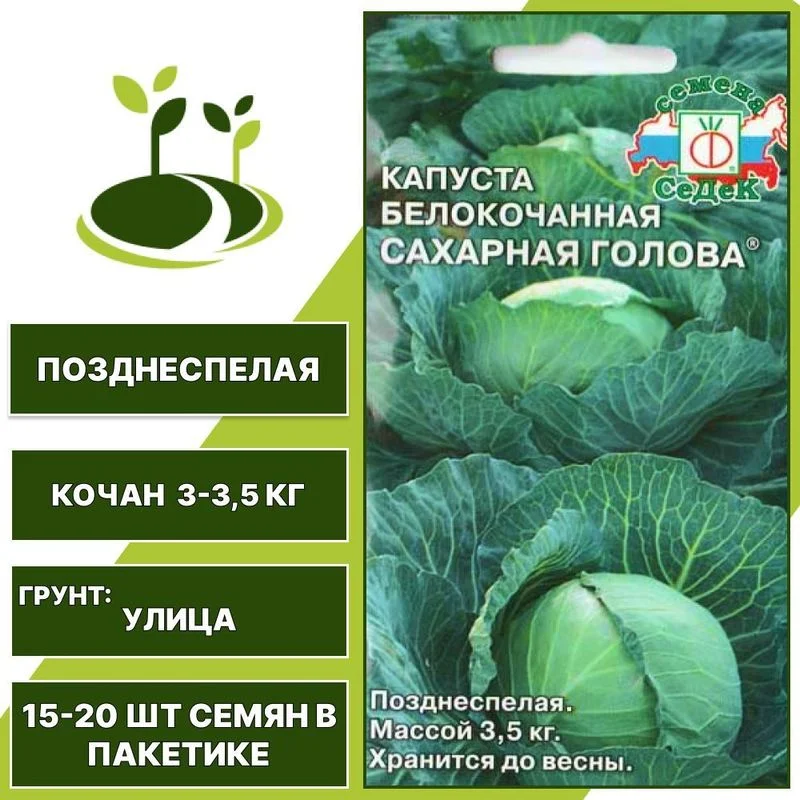 Купить семена Капуста б/к Сахарная Голова в магазине Первые Семена по цене 25 ру